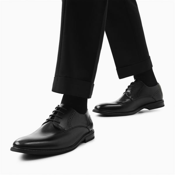 Men's Pain-Toe PU Leather Oxford Shoes - BLACK - 6